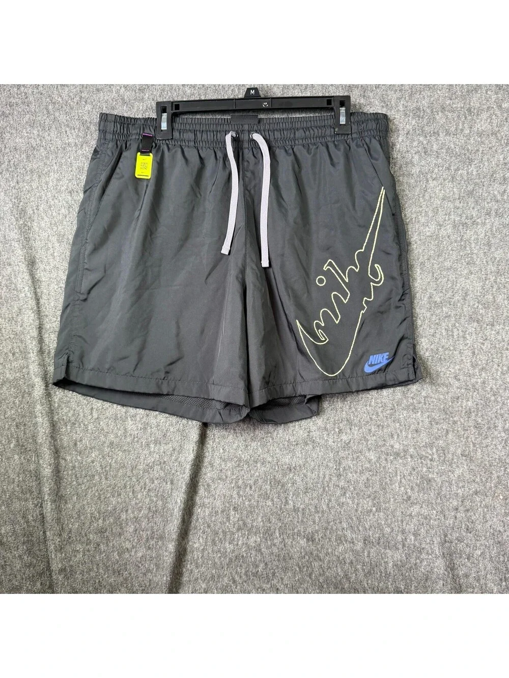 Nike Swim Shorts Mens XL Gray Logo Graphic Lined Elastic Waist Drawstring Trunks